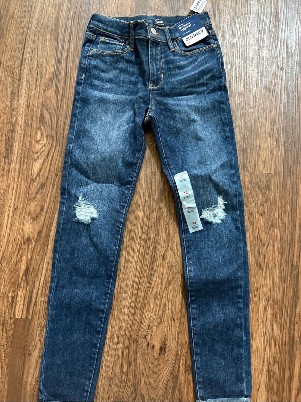 Old Navy Girls Slim Distressed Jeans in Dark Blue Wash
